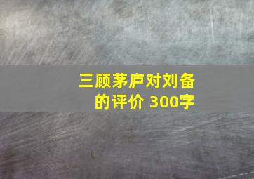 三顾茅庐对刘备的评价 300字